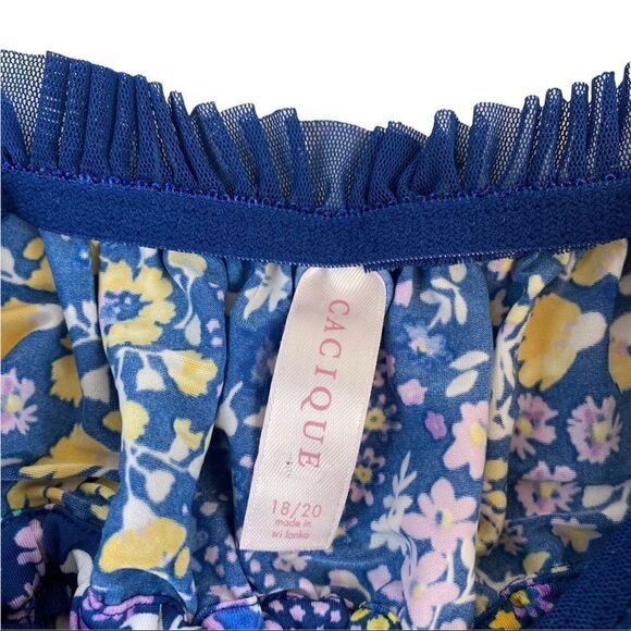 Cacique Plus Blue Floral Slip Dress Nightie Lingerie 18/20 Babydoll Tank top - Picture 6 of 9